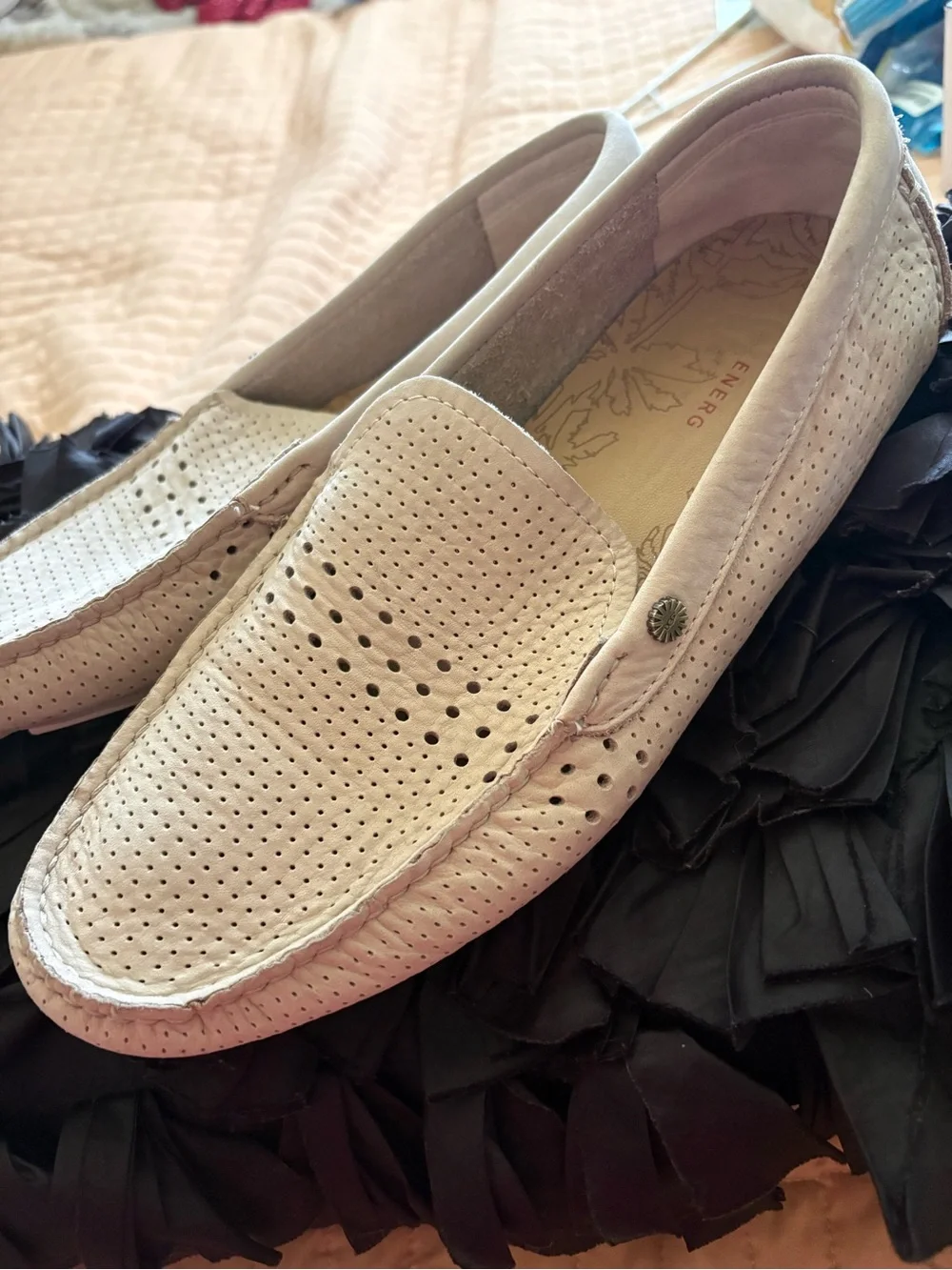UGG Men's White Perforated Leather Slip-On Loafers